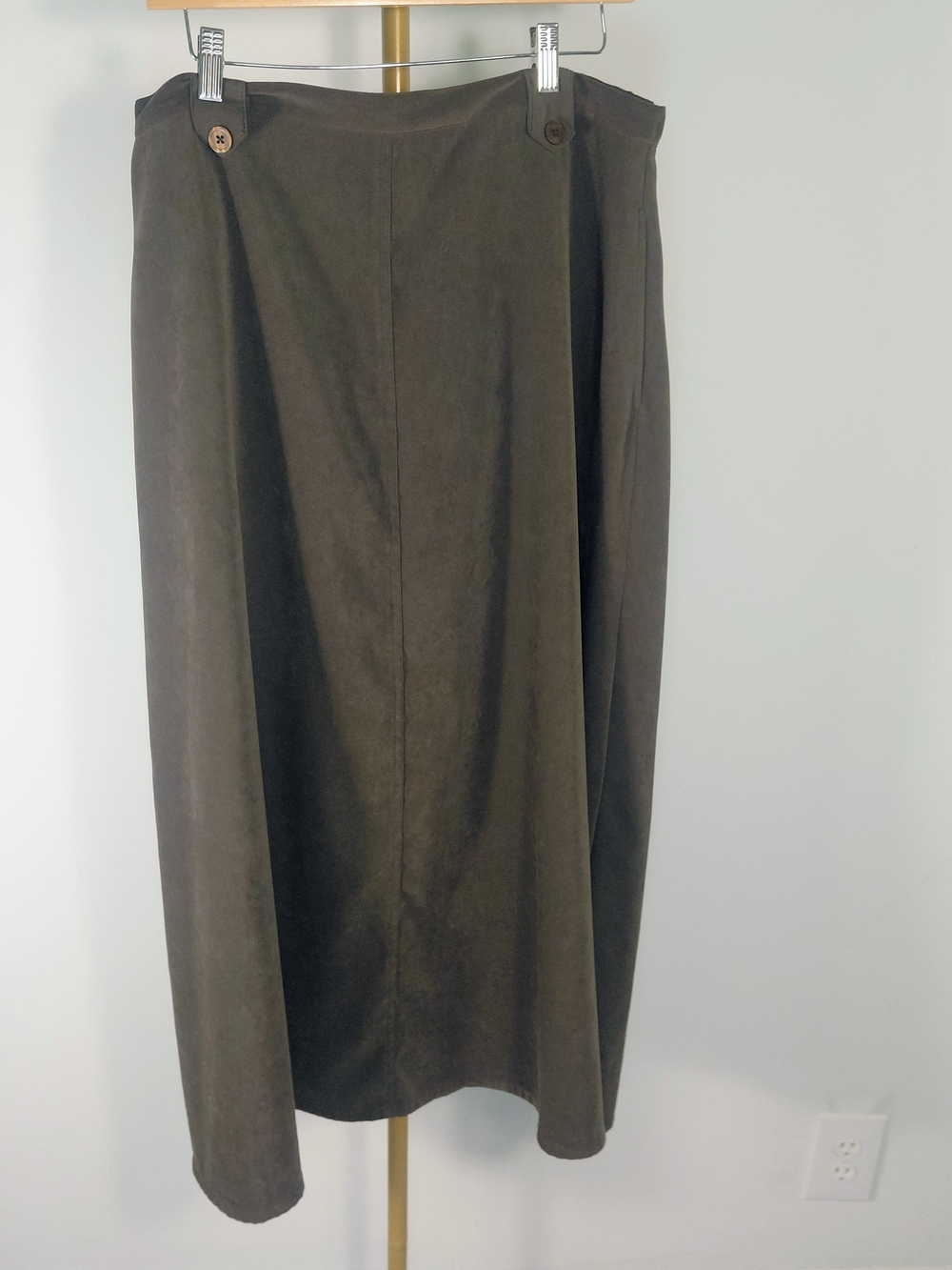 Coldwater Creek A-Line Olive Green Faux Suede Skirt Sz 18